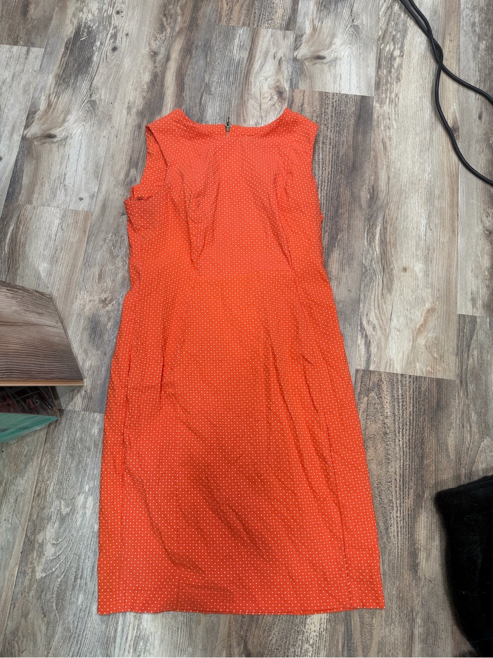 Calvin Klein Orange Sleeveless Polka Dot Sheath Dress